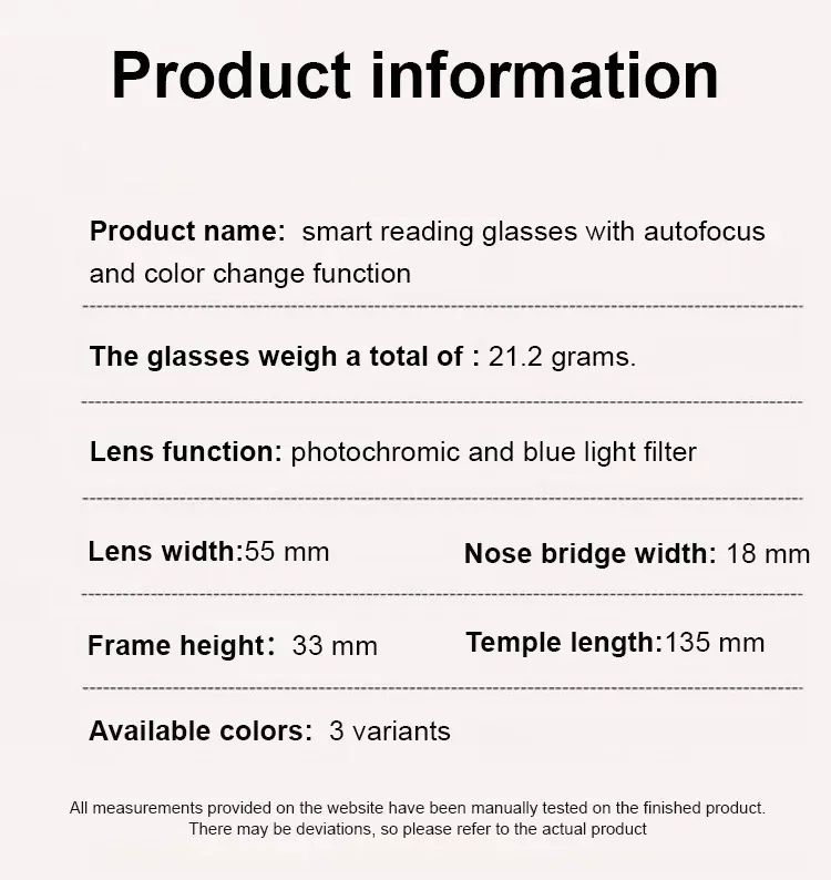 [Co-Created by Designers]Gypsophila Smart Zoom and Color-Changing Reading Glasses, Auto Focus Distance Near Progressive Multi-focus HD Vision