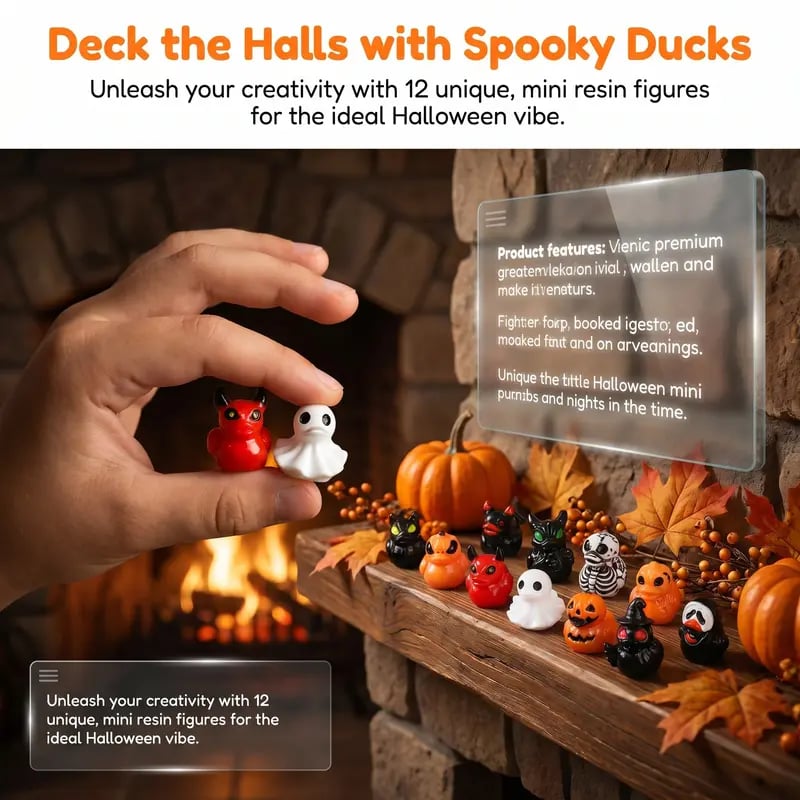 🎃Mini Devil Ghost Skull Resin Ducks-Cute Spooky Desktop Decor