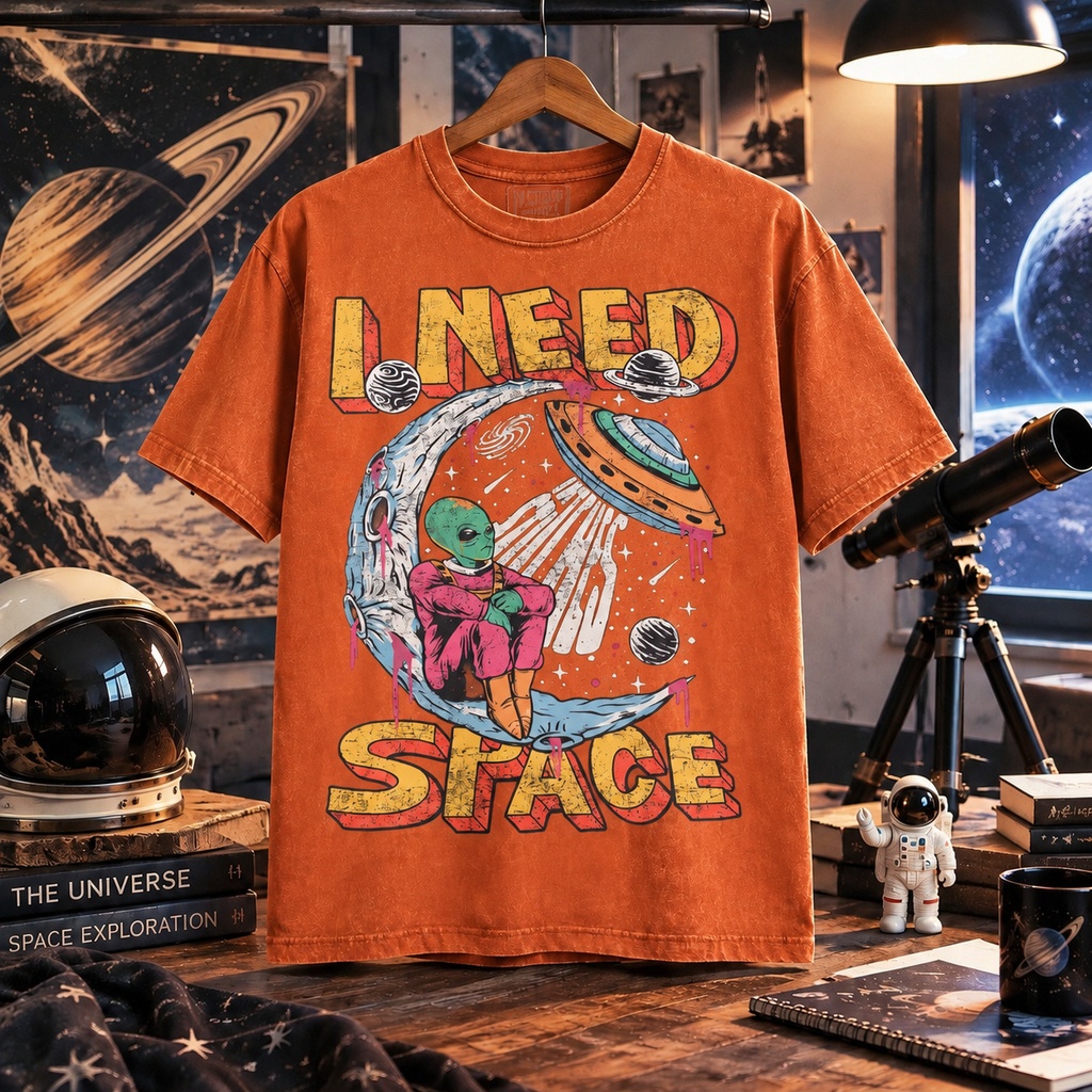 Retro Vintage Style Unisex T-Shirt, I Need Space Alien UfO Graphic