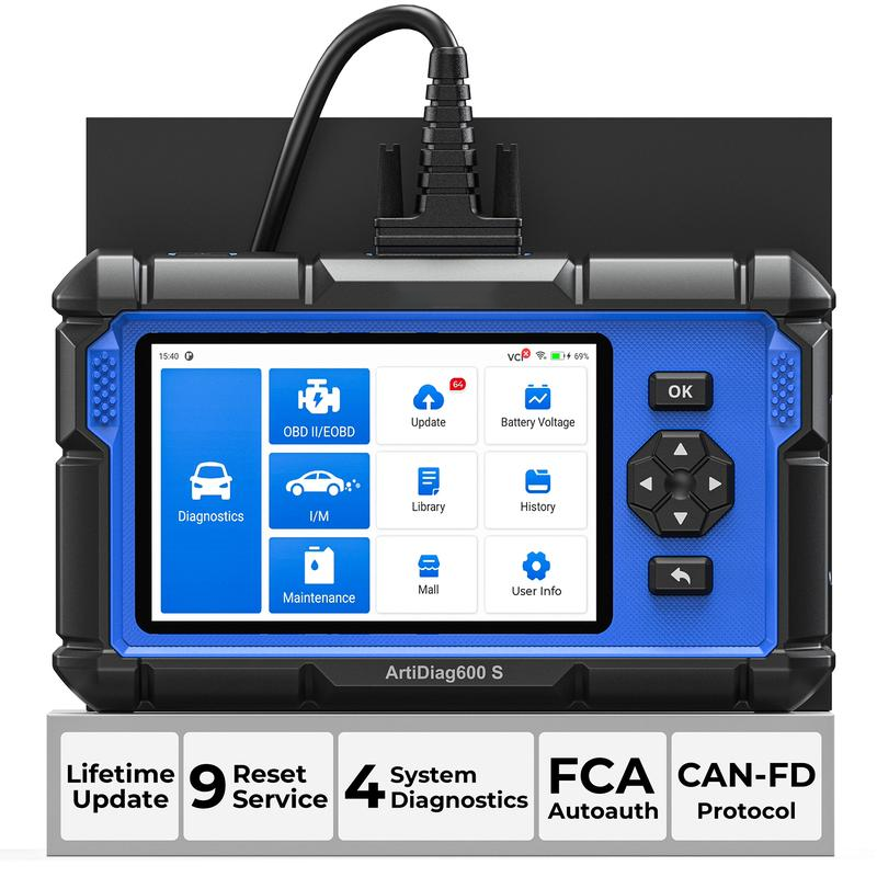 Escáner de diagnóstico automotriz AD600S OBD2 para ABS/SRS/Transmisión/Motor, 9 funciones de reinicio, actualizaciones gratuitas de por vida.