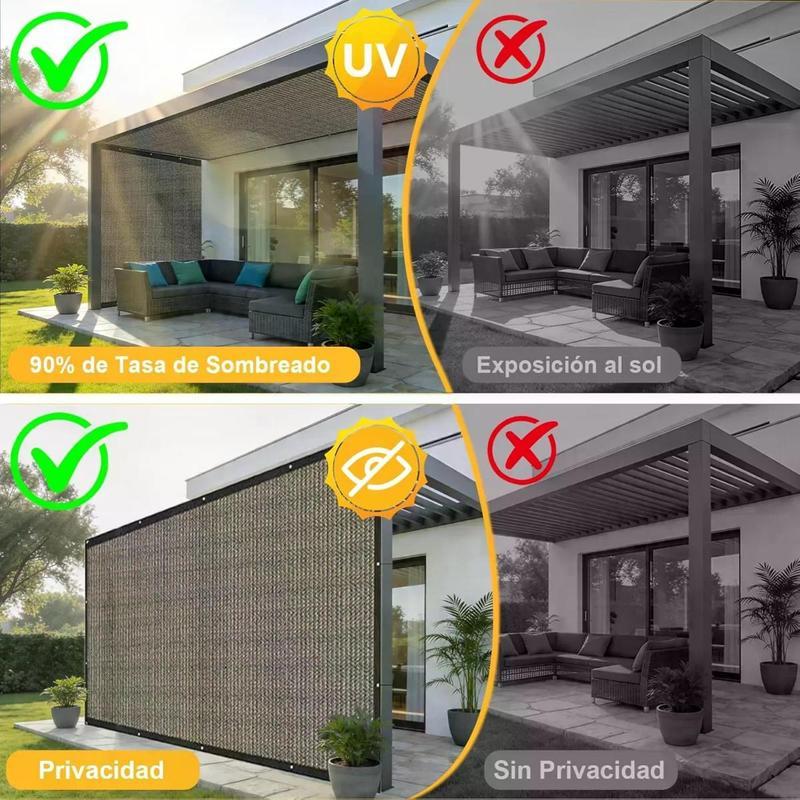 Malla Sombra Para Jardin 6x4 Metros Con Cuerda De 10 Metros + 4 Hebilla, 95 % De Bloqueo De La Luz Protección Uv Antiviento Y Impermeable Apto Para Uso En Exteriores, Patios Y Cocheras Beige