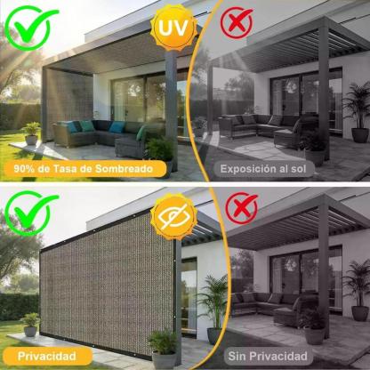 Malla Sombra Para Jardin 6x4 Metros Con Cuerda De 10 Metros + 4 Hebilla, 95 % De Bloqueo De La Luz Protección Uv Antiviento Y Impermeable Apto Para Uso En Exteriores, Patios Y Cocheras Beige