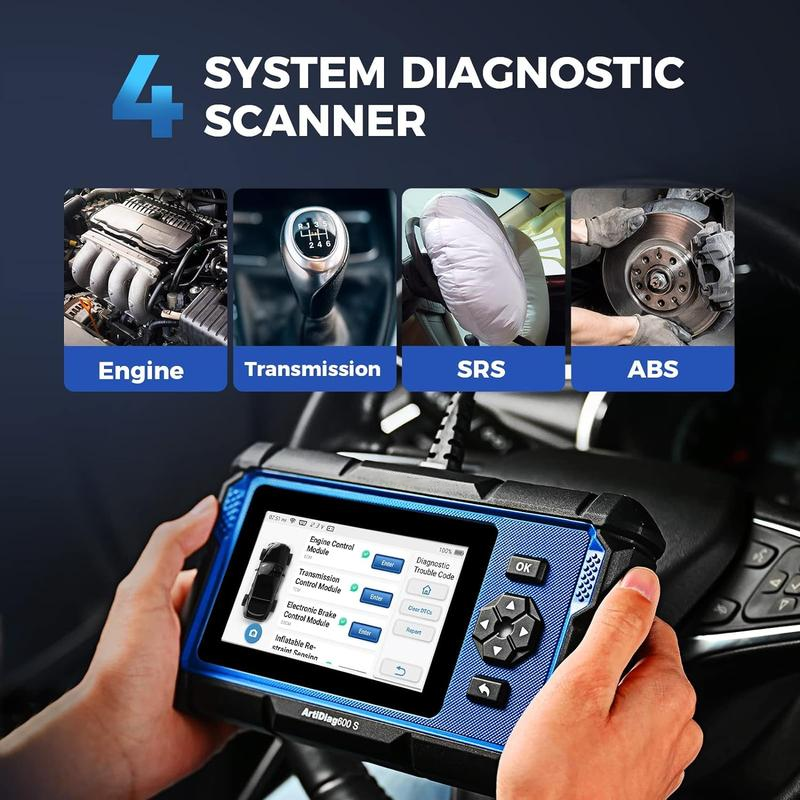 Escáner de diagnóstico automotriz AD600S OBD2 para ABS/SRS/Transmisión/Motor, 9 funciones de reinicio, actualizaciones gratuitas de por vida.