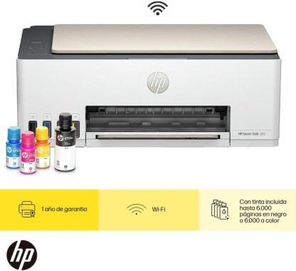 HP Impresora Multifuncional Smart Tank 580, Tinta Continua, Color, Wi-Fi, Dúplex (Doble Cara) Manual, Impresión Desde Smart App, 2 años de Garantía (1F3Y2A)