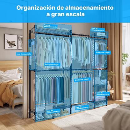 Clóset Armable de Metal Reforzado Perchero de Pie Organizador Ropa Grande