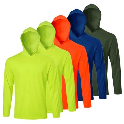 Paquete de 5 piezas | Camisa con capucha protectora solar para hombre, manga larga UPF 50+, ropa deportiva y de trabajo, ideal para pesca, senderismo y actividades al aire libre