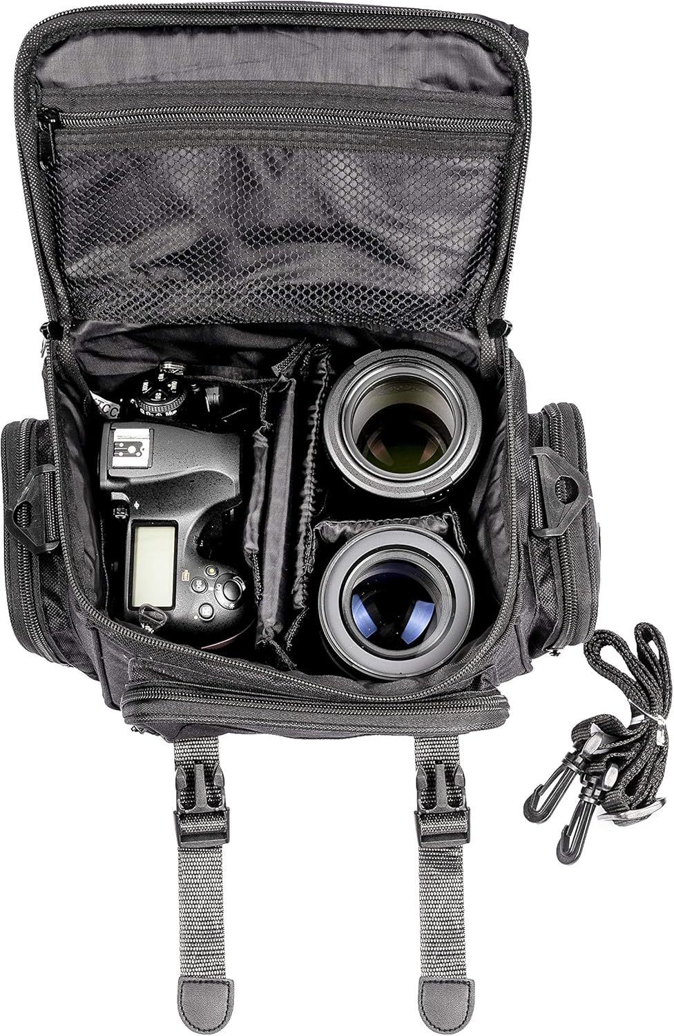 Cámara Canon EOS 4000D con Lente EF-S 18-55mm f/3.5-5.6 III y Accesorios Profesionales: Batería de Repuesto LPE10, Flash Esclavo, Bolsa Grande para Dispositivos en Negro