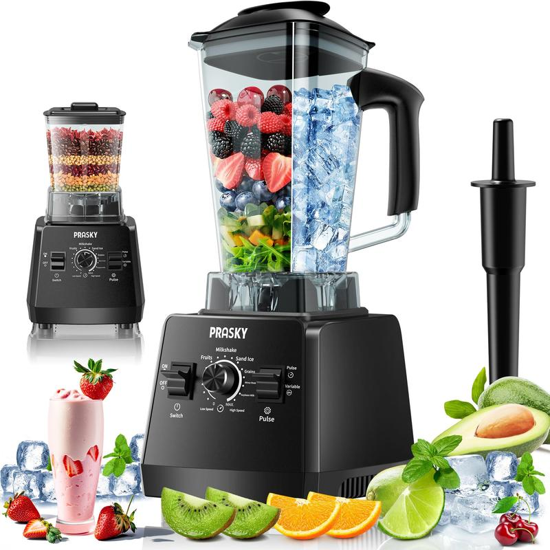 Prasky 2 en 1: Licuadora y Molinillo de 102 oz para uso doméstico. Potente licuadora de cocina de gran capacidad (68 oz), libre de BPA, con 2 recipientes de sobremesa. Tritura hielo, prepara salsas y batidos, y muele café y especias. Ideal para bebidas co