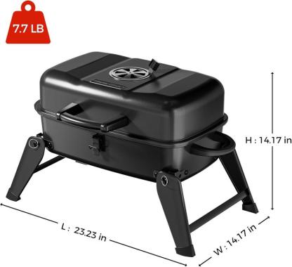 MASTER COOK Parrilla portátil de carbón/gas, plegable y ligera, con ventilación ajustable, 330 pulgadas cuadradas de área de cocción para exteriores, caravanas, camping, patios, fiestas al aire libre y viajes.
