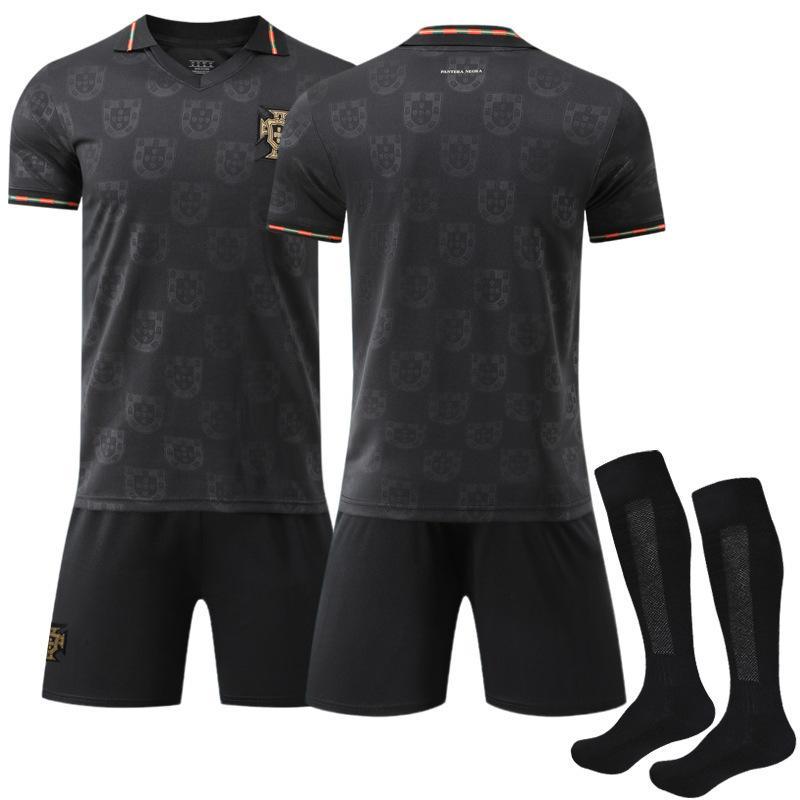 Paquete de 3, 25-26 Copa del Mundo Portugal Conjunto Negro Uniforme de Fútbol N.° Camiseta conmemorativa No.7 Ronaldo Edición Especial Ropa Deportiva