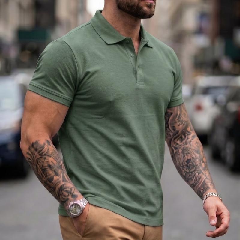 MODA MANIA Playera Camiseta Polo Básica Slim Fit de Algodón Acanalado Transpirable Estilo 'Old Money' Casual de Negocios para Verano y Diario