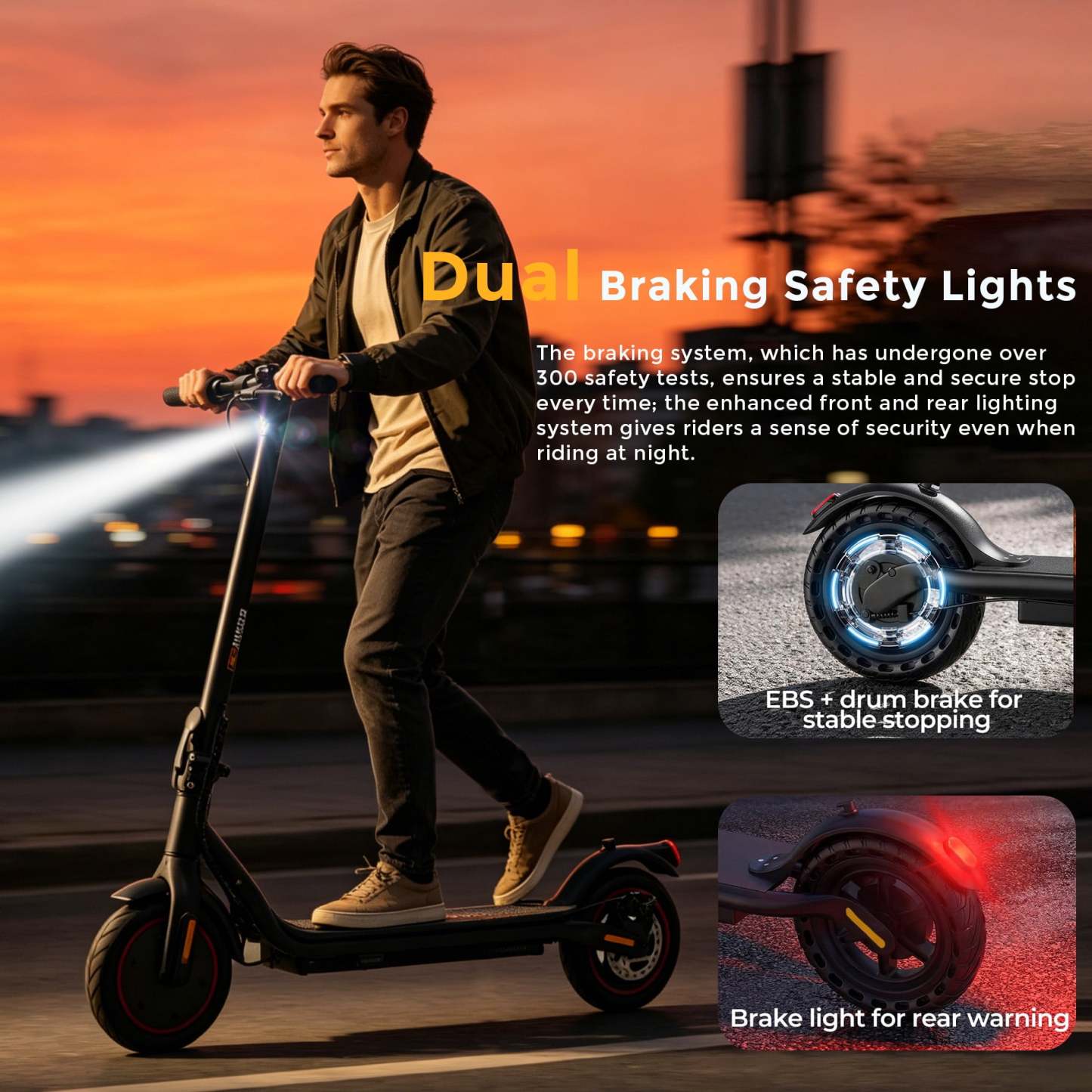 Patinete eléctrico para adultos, autonomía de 30 km, velocidad máxima de 34 km/h, patinete eléctrico urbano con control de crucero, sistema de frenado dual, patinete eléctrico de 500 W para adultos y adolescentes.