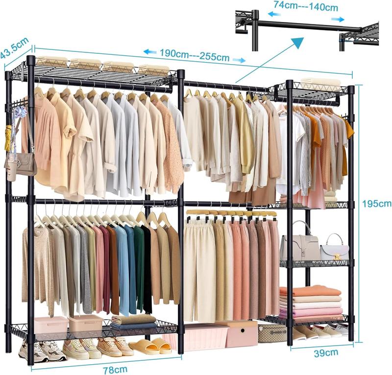 Clóset Armable de Metal Reforzado Perchero de Pie Organizador Ropa Grande