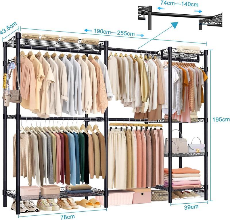 Clóset Armable de Metal Reforzado Perchero de Pie Organizador Ropa Grande