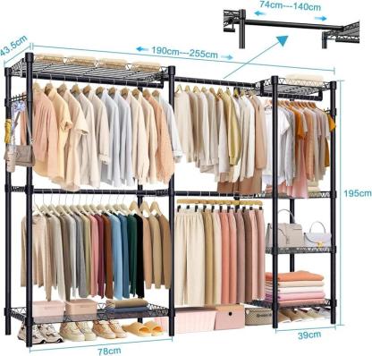 Clóset Armable de Metal Reforzado Perchero de Pie Organizador Ropa Grande