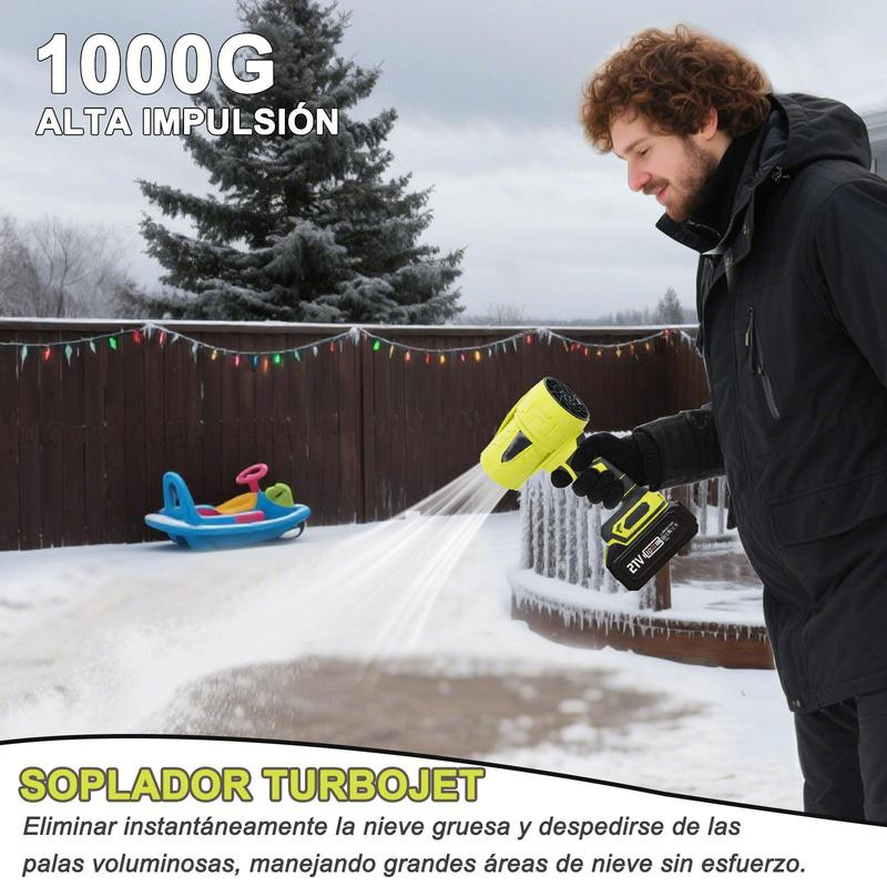 Soplador Inalámbrico Turbo Jet | Ventilador Turbo de Alta Potencia | Soplador de Nieve de Mano | Motor de Cobre Puro | Para Autos, Hogar, Jardín, Parrilladas y Eliminación de Hojas y Polvo