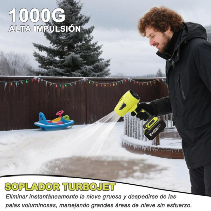 Soplador Inalámbrico Turbo Jet | Ventilador Turbo de Alta Potencia | Soplador de Nieve de Mano | Motor de Cobre Puro | Para Autos, Hogar, Jardín, Parrilladas y Eliminación de Hojas y Polvo