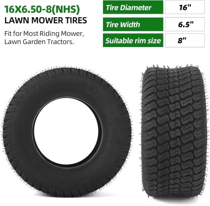 AR-PRO Paquete de 2 neumáticos para cortacésped de 20 x 8.00-8 (4 capas sin cámara), neumáticos sin cámara de repuesto para cortacésped, carritos de golf y ATV, llanta no incluida