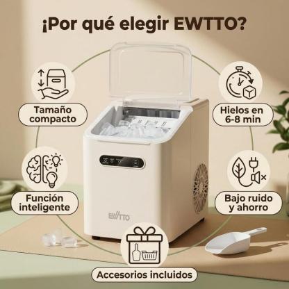 Máquina De Hielo Portátil Ewtto Con Cesta Y Pala Para Hielo fabricador de hieloID