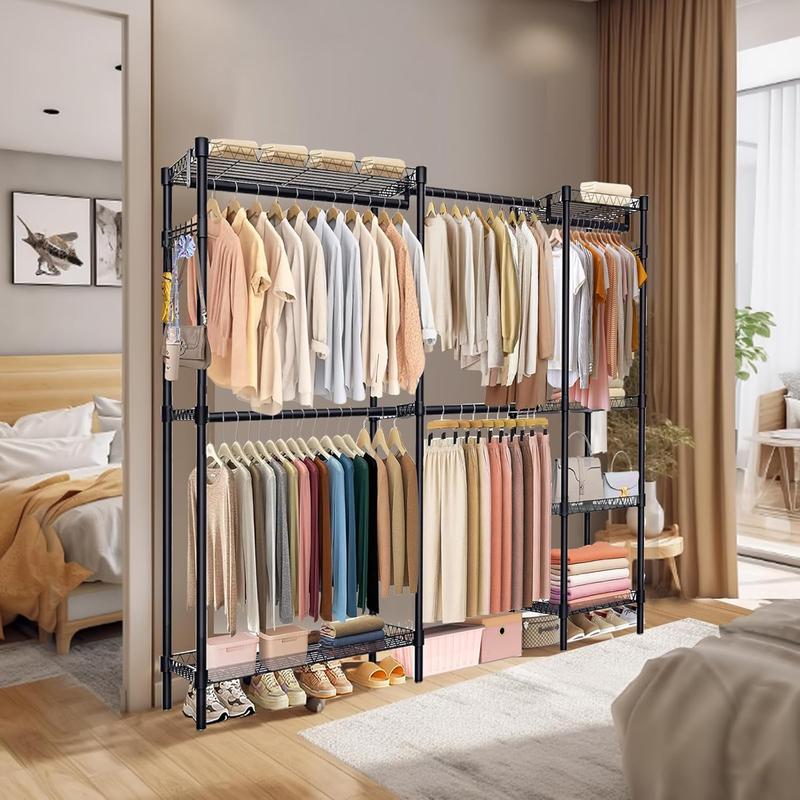 Clóset Armable de Metal Reforzado Perchero de Pie Organizador Ropa Grande