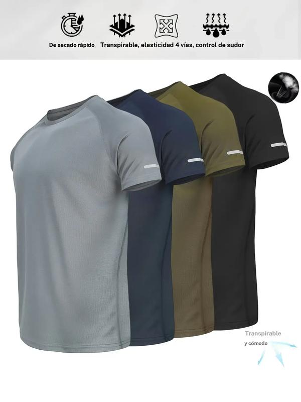 Camiseta informal de manga corta para hombre con diseño reflectante, top transpirable de verano para correr, gimnasio y entrenamiento deportivo, camiseta ajustada a rayas para uso diario al aire libre, ropa para exteriores