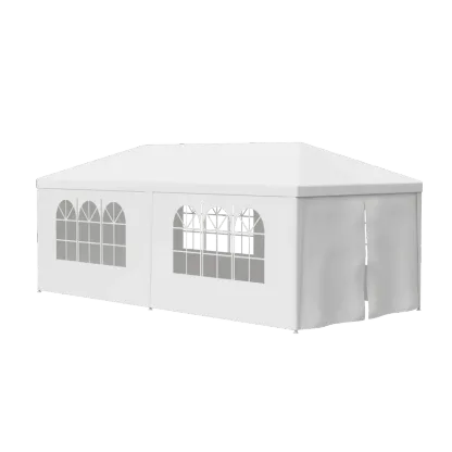 Gran carpa exterior con toldo - Carpa de 10x20 pies, estructura de acero blanco, protección UV para bodas, eventos de catering (tiendas de campaña y accesorios para deportes, acampada y senderismo al aire libre), toldo desmontable.
