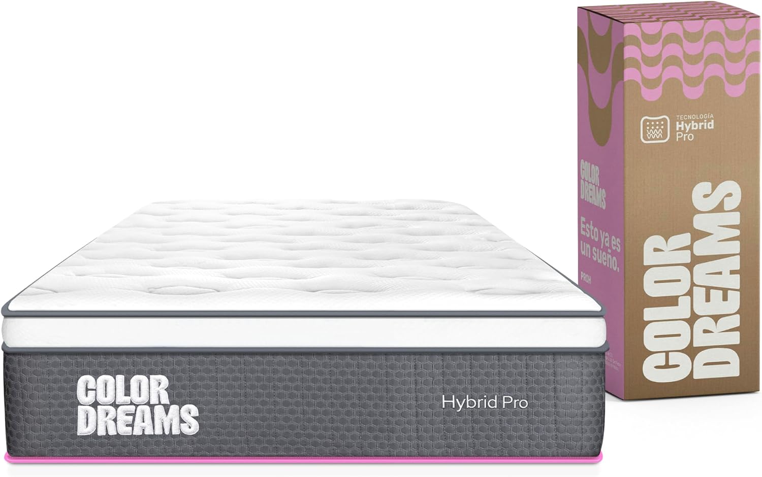 COLORDREAMS Colchón King Pro Hybrid 28 cm | Híbrido Pocket Coil + Memory Foam con Eurotop | Firmeza Media | Hipoalergénico y antiácaros | 200x190 cm | Colchones en Caja | 5 años de garantía