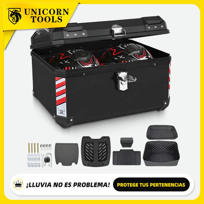 65L Caja para Moto Top Case Impermeable para 2 Cascos