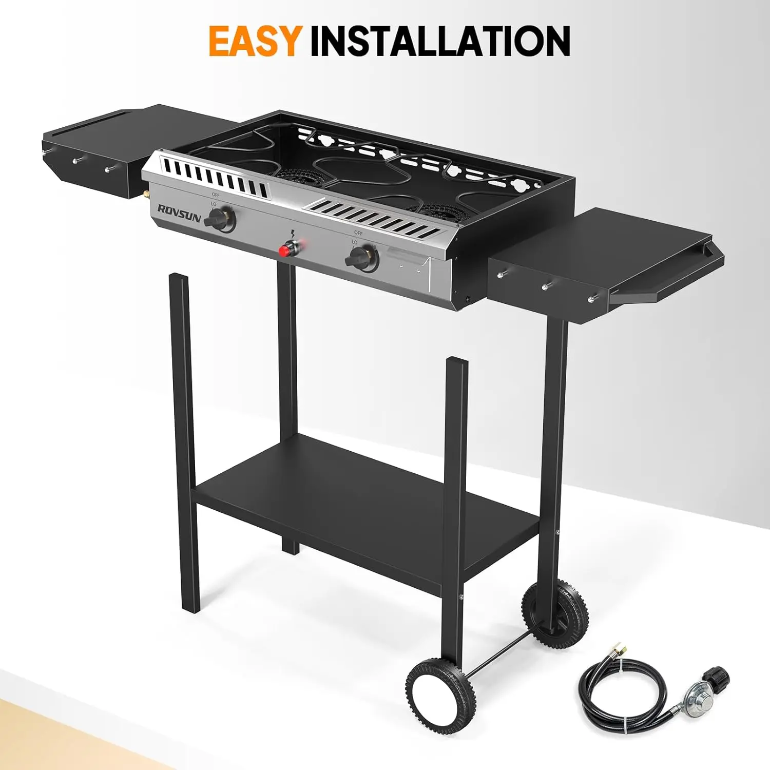 Estufa de gas propano para exteriores (2/3 quemadores) con encendido automático, regulador y estantes laterales — Potente cocina de pie de 150.000/225.000 BTU, ideal para cocinar en el patio trasero, elaboración casera de bebidas, envasado de alime