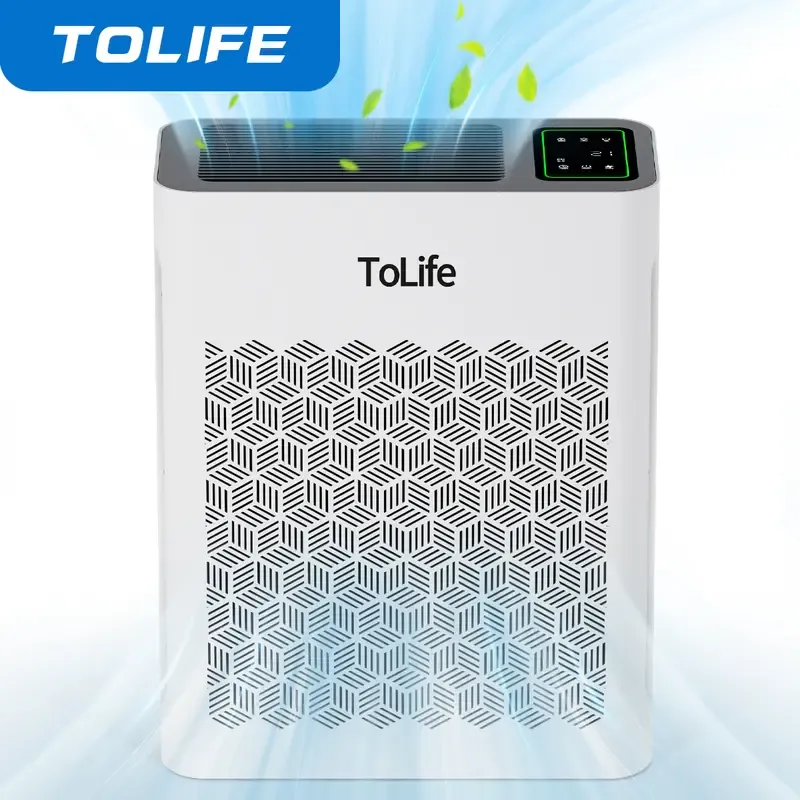 Purificador de aire ToLife TZ-K2 para habitaciones grandes (hasta 99 m²). Indicador de partículas PM 2.5, modo automático, temporizador, filtro HEPA: ¡elimina humo, polen y caspa de mascotas!
