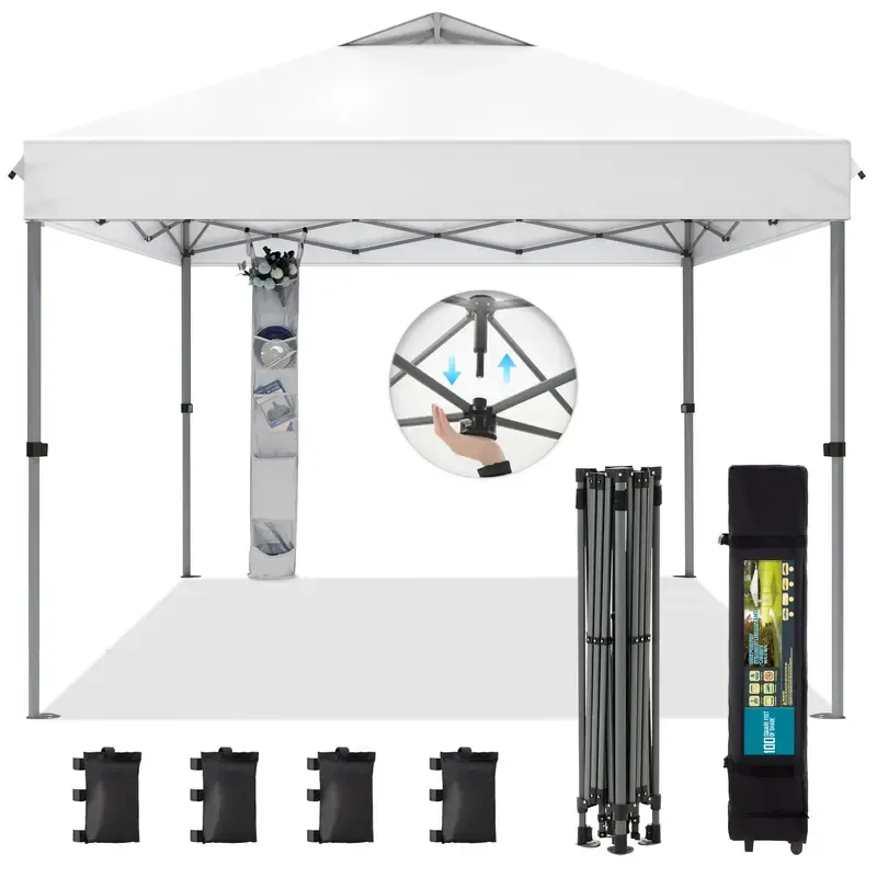 [Impermeable y resistente a los rayos UV] Carpa plegable PHIVILLA de 3,6x3,6 m, carpa portátil instantánea para exteriores, cenador para exteriores con cierre de un solo botón y bolsa con ruedas.