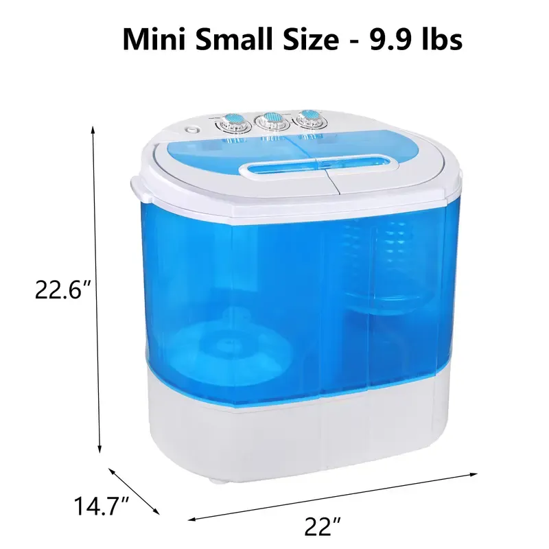 Lavadora portátil de doble tina con escurridor y secadora centrífuga Segawe - Motor silencioso, unidad con cable ligera, tamaño compacto, enchufe estándar, ideal para apartamentos, residencias estudiantiles y condominios (6 kg/4,5 kg/4 kg con un solo cubo