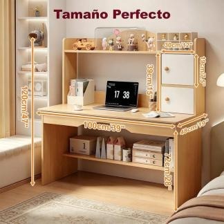 Escritorio Para Computadora Heaimo 100x48x120cm Con Librero Integrado Y Gabinetes De Almacenamiento Mesa De Oficina Home Office Escritorio De Estudio Con Estantes Organizadores Multifuncional Gris