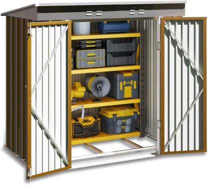 BRO A SIS Caseta de jardín metálica, 2 Puertas con Cerradura, ventilada, para Guardar Herramientas y Suministros. (Verde)
