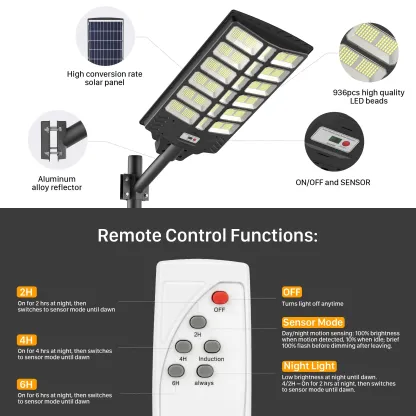 Lámpara solar de pared para exteriores – LED con sensor de movimiento y 3 modos | Luz de seguridad impermeable IP66 con control remoto | Luz para jardín, patio y porche | Iluminación solar para exteriores