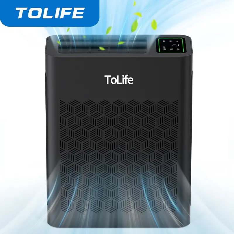 Purificador de aire ToLife TZ-K2 para habitaciones grandes (hasta 99 m²). Indicador de partículas PM 2.5, modo automático, temporizador, filtro HEPA: ¡elimina humo, polen y caspa de mascotas!