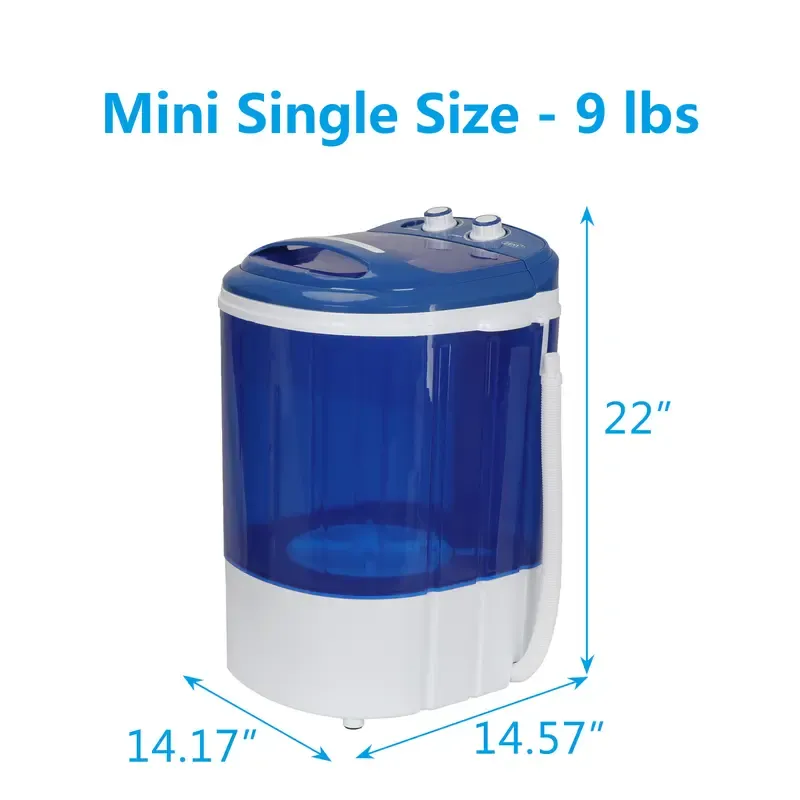 Lavadora portátil de doble tina con escurridor y secadora centrífuga Segawe - Motor silencioso, unidad con cable ligera, tamaño compacto, enchufe estándar, ideal para apartamentos, residencias estudiantiles y condominios (6 kg/4,5 kg/4 kg con un solo cubo