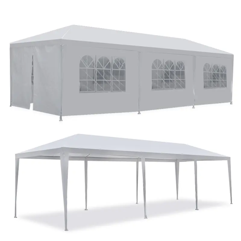 Gran carpa exterior con toldo - Carpa de 10x20 pies, estructura de acero blanco, protección UV para bodas, eventos de catering (tiendas de campaña y accesorios para deportes, acampada y senderismo al aire libre), toldo desmontable.