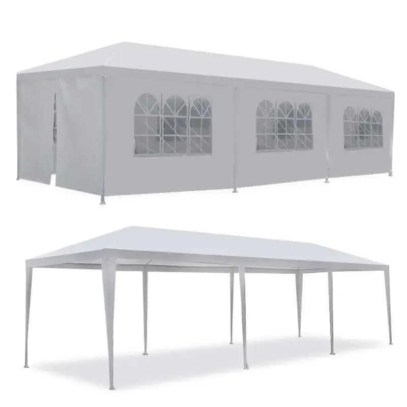 Gran carpa exterior con toldo - Carpa de 10x20 pies, estructura de acero blanco, protección UV para bodas, eventos de catering (tiendas de campaña y accesorios para deportes, acampada y senderismo al aire libre), toldo desmontable.