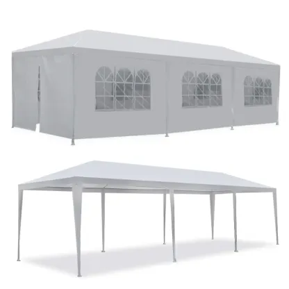 Gran carpa exterior con toldo - Carpa de 10x20 pies, estructura de acero blanco, protección UV para bodas, eventos de catering (tiendas de campaña y accesorios para deportes, acampada y senderismo al aire libre), toldo desmontable.