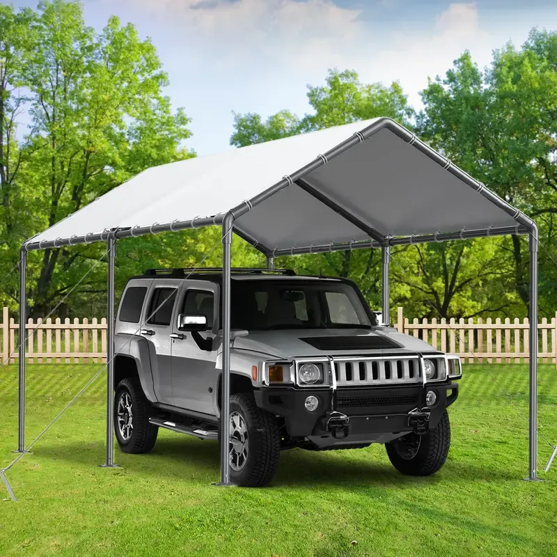 Cochera Grezone de 3x6 metros (10x20 pies), resistente, para exteriores, de gran capacidad, tipo toldo portátil para garaje, cobertizo de almacenamiento, refugio para coches, lona para todas las estaciones, protección contra el viento para barcos de fiest