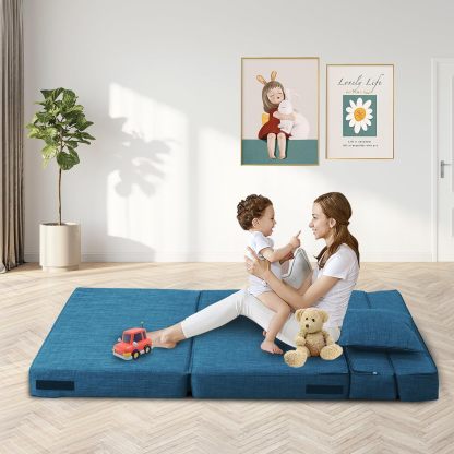 Nigoone - Sofá plegable tamaño Queen de espuma viscoelástica con 2 almohadas, sillón perezoso, triple futón, camas convertibles, funda lavable, gris oscuro