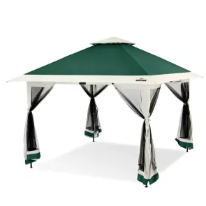 Carpa plegable Garvee de 13x13 pies con estructura metálica, sombrilla exterior de acero para lluvia y sol con malla, techo de doble ventilación, altura ajustable, fácil montaje, refugio impermeable para el patio trasero, toldo y estructura de sombra mode