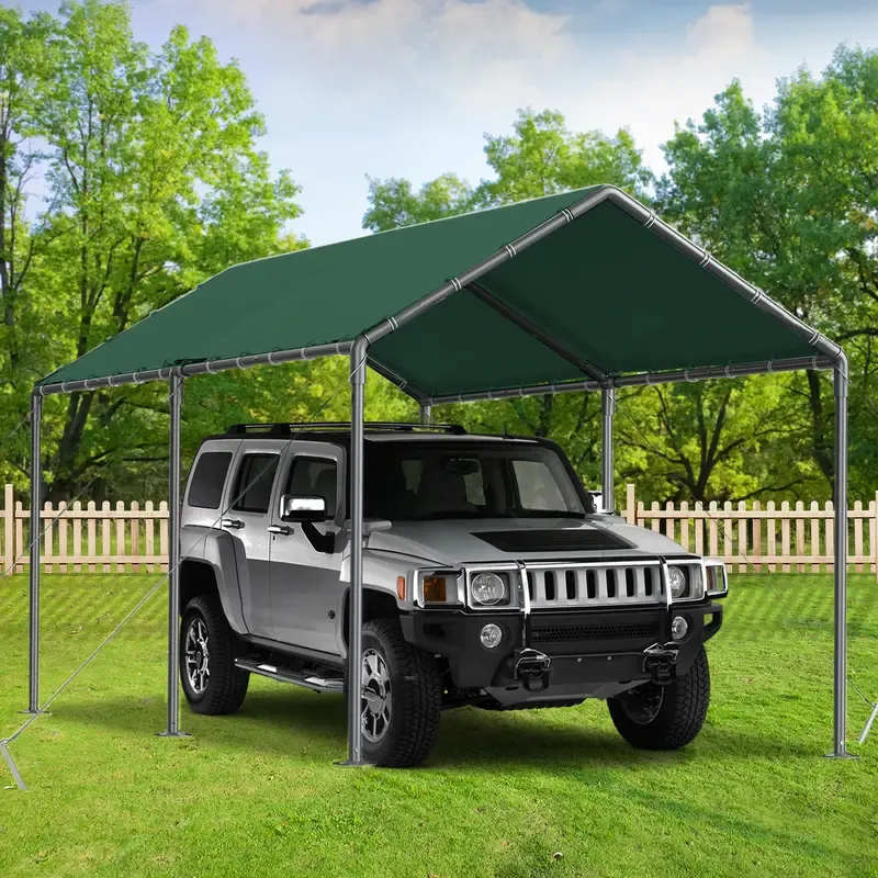 Cochera Grezone de 3x6 metros (10x20 pies), resistente, para exteriores, de gran capacidad, tipo toldo portátil para garaje, cobertizo de almacenamiento, refugio para coches, lona para todas las estaciones, protección contra el viento para barcos de fiest
