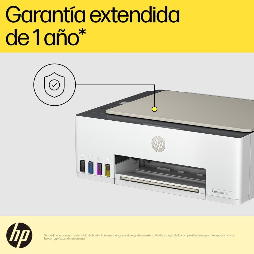 HP Impresora Multifuncional Smart Tank 580, Tinta Continua, Color, Wi-Fi, Dúplex (Doble Cara) Manual, Impresión Desde Smart App, 2 años de Garantía (1F3Y2A)