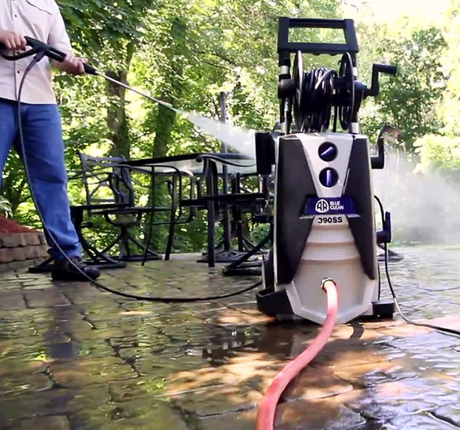 AR Blue Clean AR390SS 2000 PSI - Limpiador eléctrico con Pistola de Spray, Varilla, Manguera DE 76,2 cm y Cable de alimentación DE 88,9 cm, Color Azul, Azul, 1-Paquete