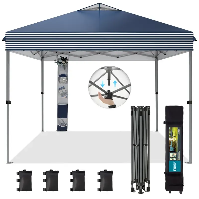 [Impermeable y resistente a los rayos UV] Carpa plegable PHIVILLA de 3,6x3,6 m, carpa portátil instantánea para exteriores, cenador para exteriores con cierre de un solo botón y bolsa con ruedas.