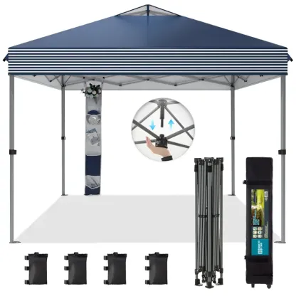 [Impermeable y resistente a los rayos UV] Carpa plegable PHIVILLA de 3,6x3,6 m, carpa portátil instantánea para exteriores, cenador para exteriores con cierre de un solo botón y bolsa con ruedas.