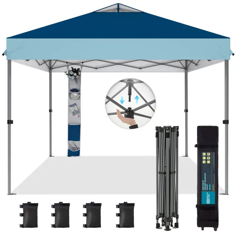 [Impermeable y resistente a los rayos UV] Carpa plegable PHIVILLA de 3,6x3,6 m, carpa portátil instantánea para exteriores, cenador para exteriores con cierre de un solo botón y bolsa con ruedas.