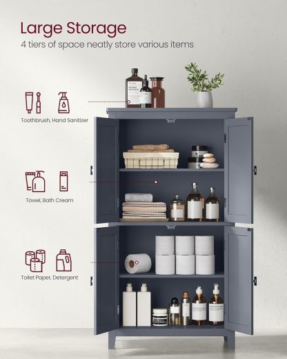 VASAGLE Mueble de Baño, Armario de Baño, Armario de Cocina, con 2 Puertas y 2 Cajones, Estantes Ajustables, 30 x 60 x 110 cm, Gris Paloma MBBC551G02